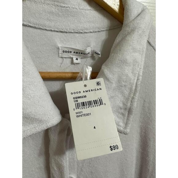 Good American Women's White Terry Mini Short-Sleeve Romper Size 4 GSW0230 NWT - Picture 5 of 5